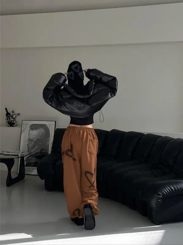 Women's Heart Print Drawstring Pants