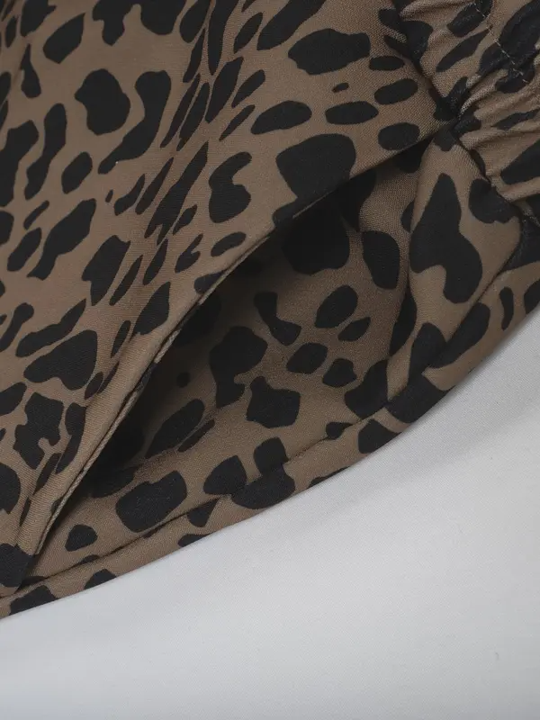 Women's Leopard Print Wide Leg Pants