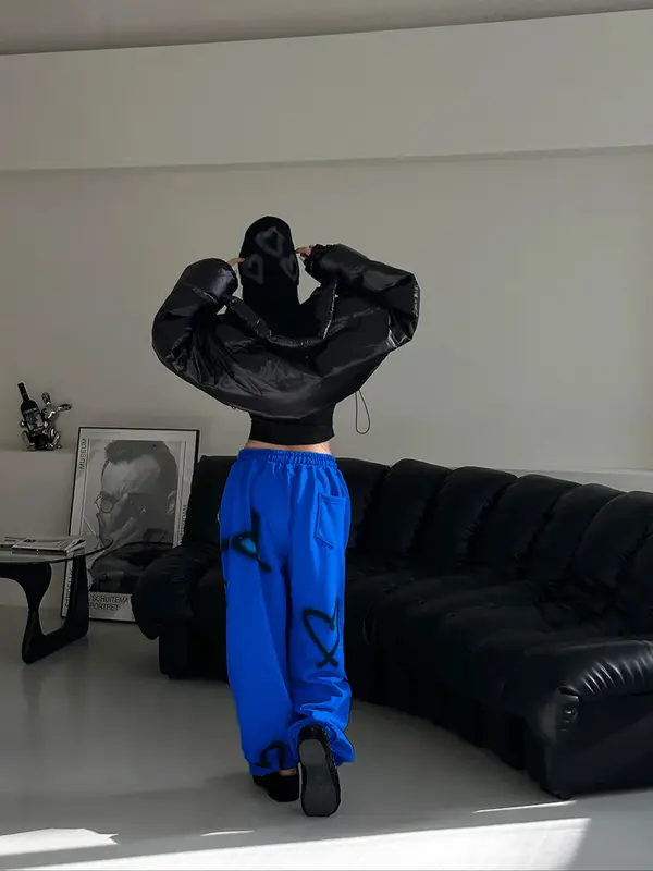 Women's Heart Print Drawstring Pants